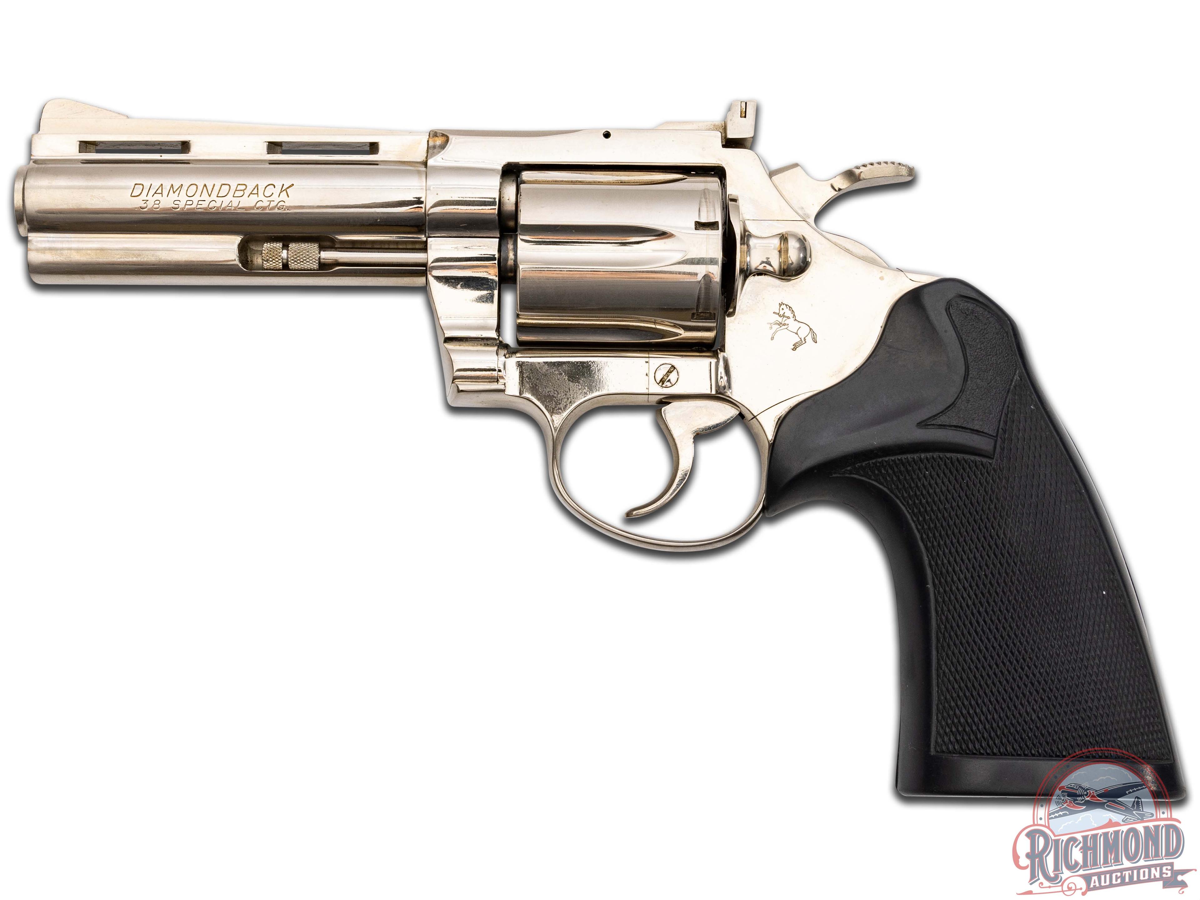 1977 Colt Diamondback 4" Nickel .38 Special Double Action Revolver