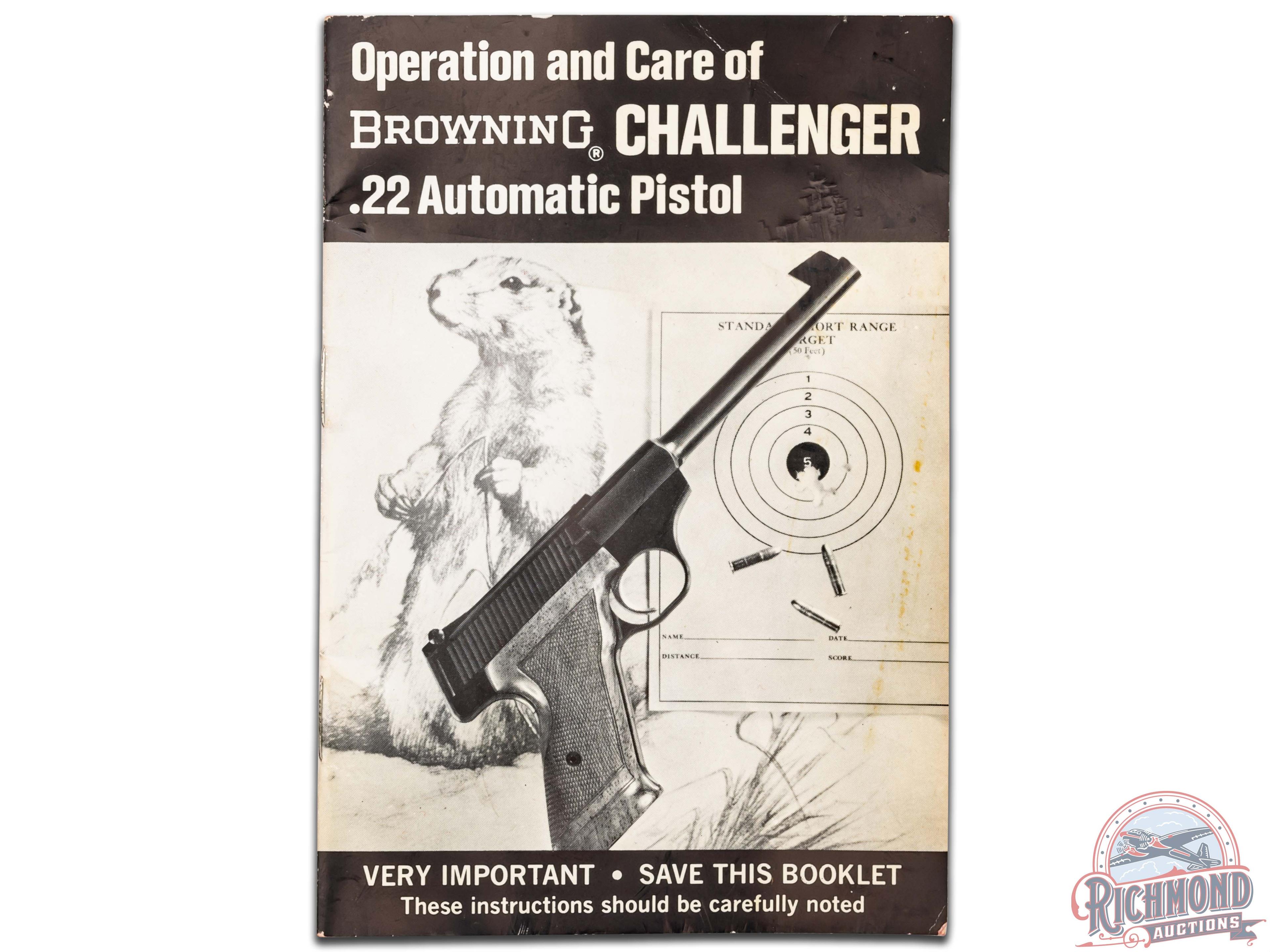 Stunning 1968 Browning Belgian Challenger Target .22 LR Semi-Automatic Pistol