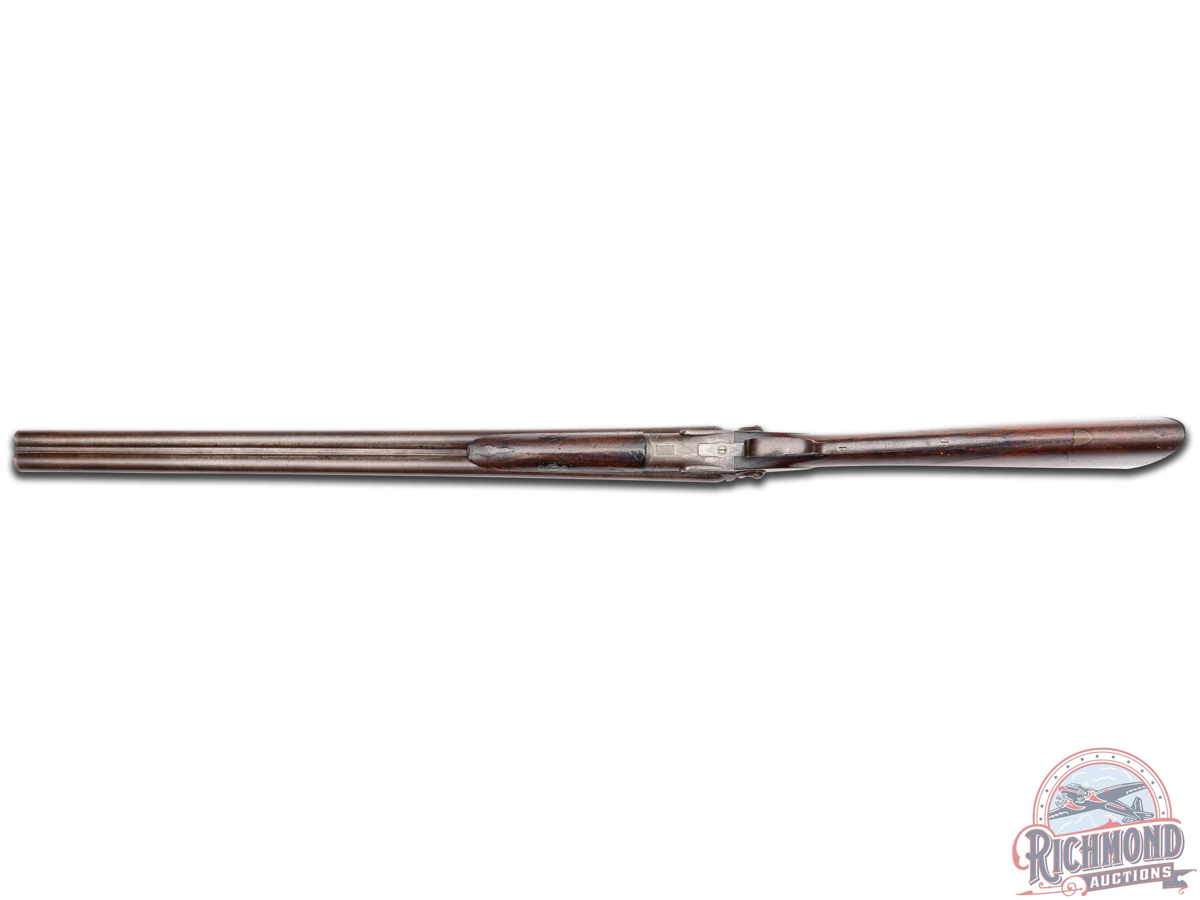 Antique Engraved J.P. Clabrough & Bros 10 Gauge Hammer Double Barrel Shotgun