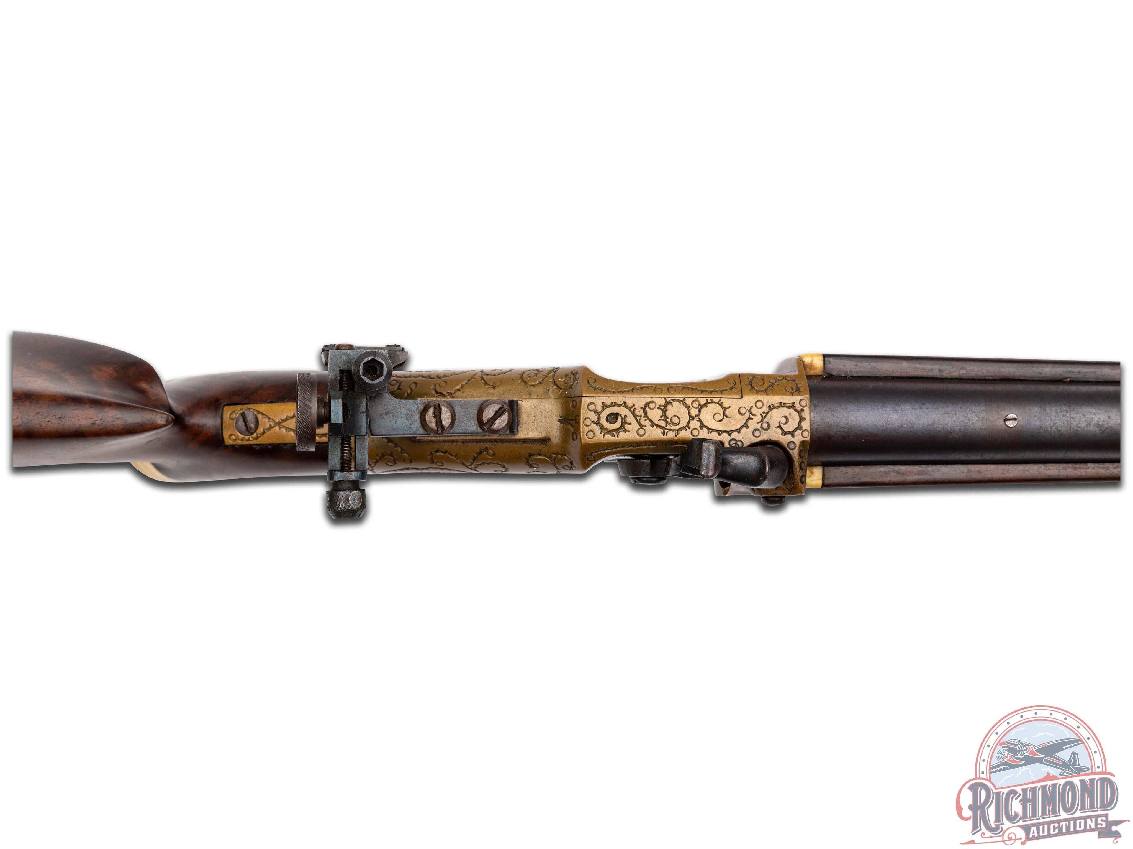 Ornate Antique Percussion Target Rifle Shuetzen Style Muzzleloader