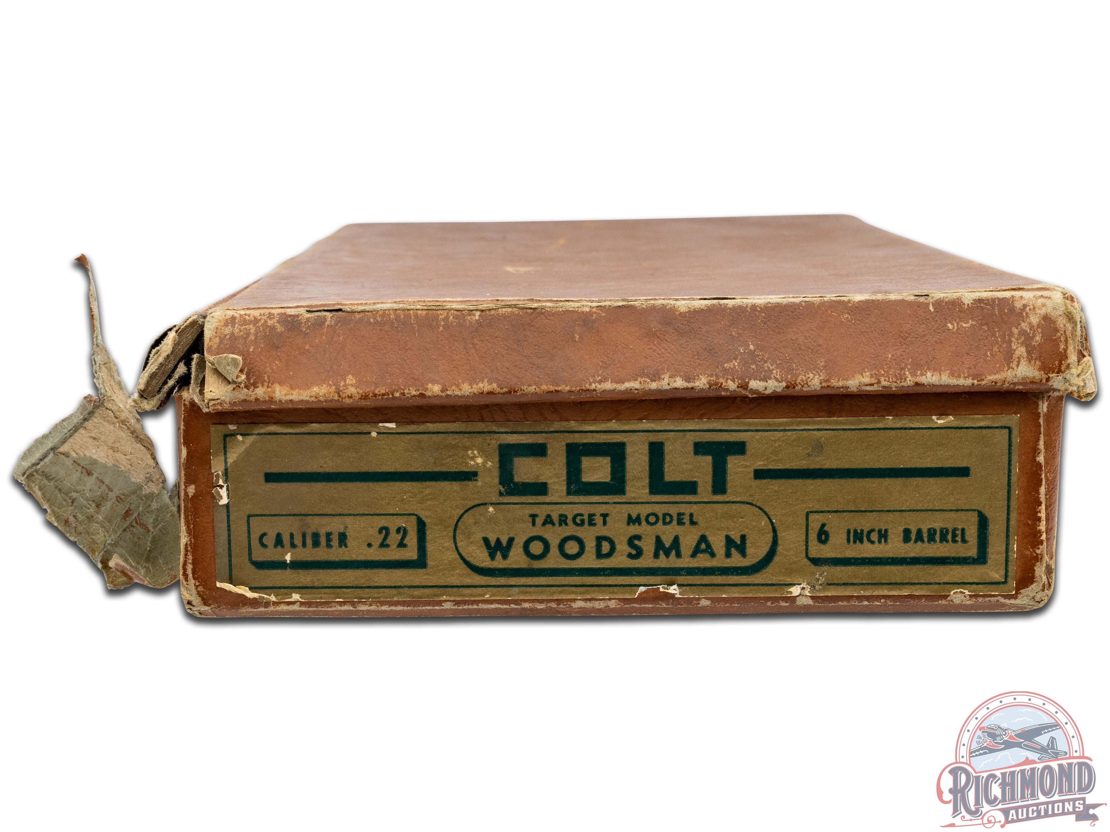 Pre-War 1938 Colt Woodsman Match Target Elephant Ear Grips .22 LR Semi-Auto Pistol in Original Box