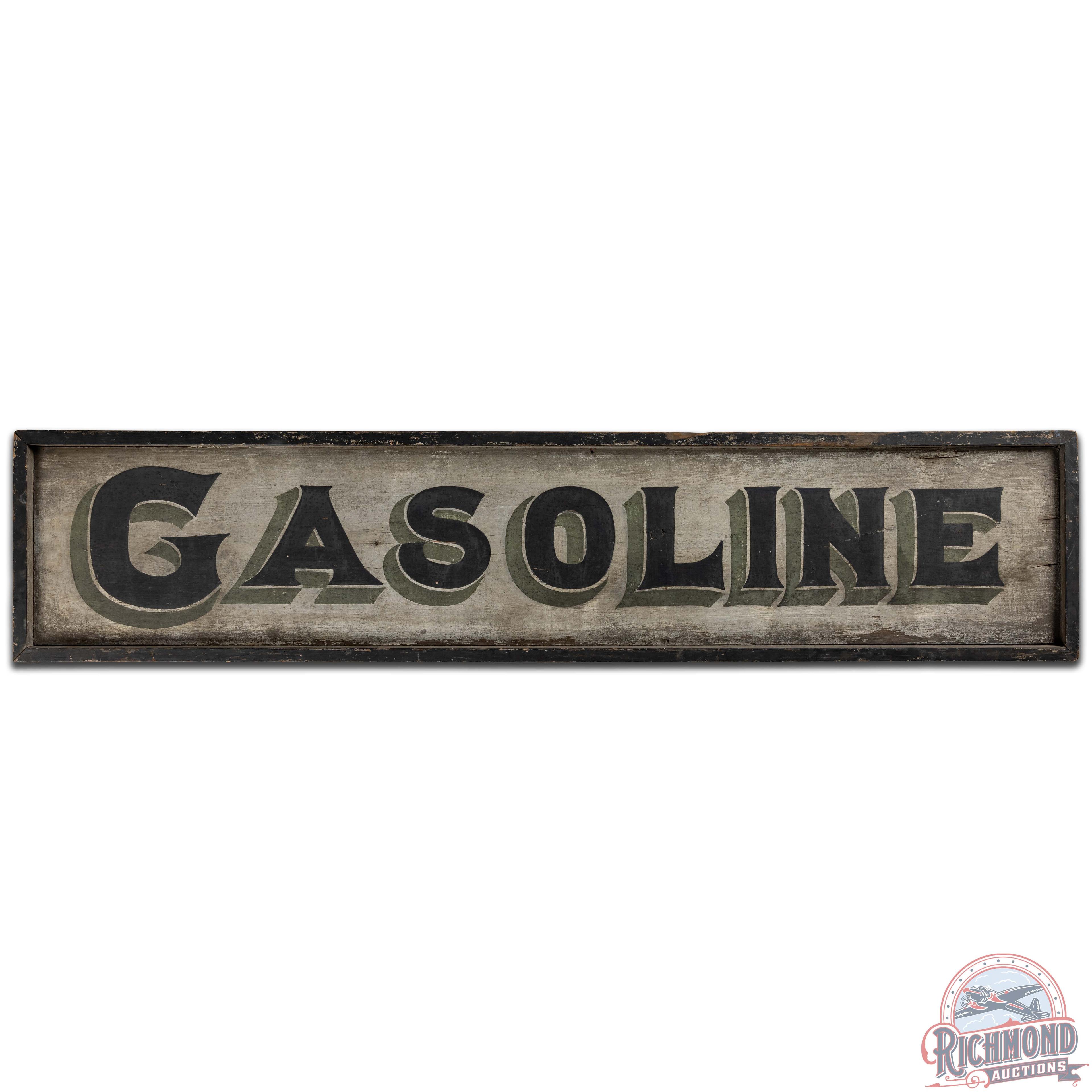 Early Gasoline Double Sided Wooden Trade Sign