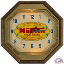 Mopar Parts and Accessories Chrysler Corporation Lighted Octagon Advertising Clock w/ Logo