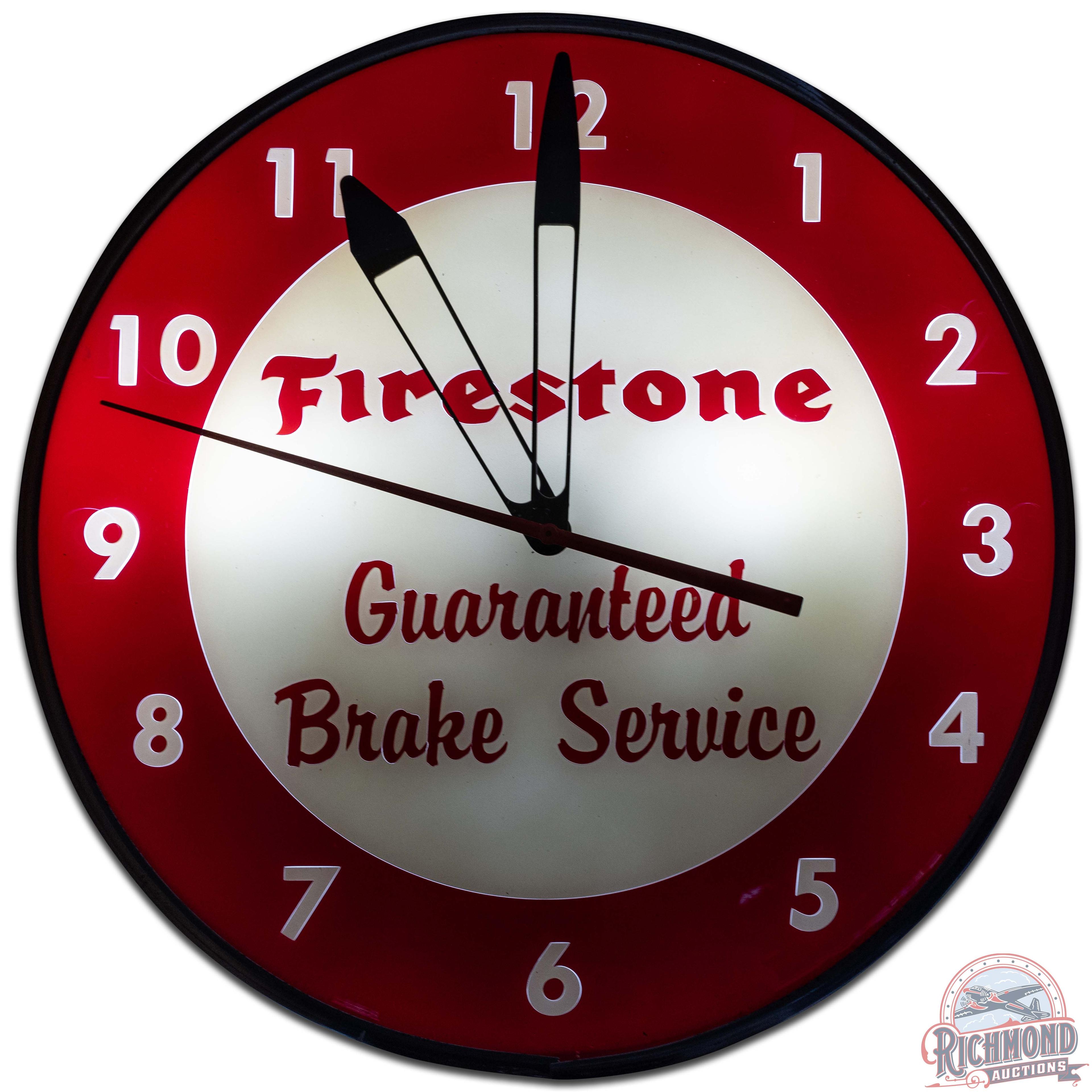 Firestone Brake Service 15" PAM Lighted Advertising Clock