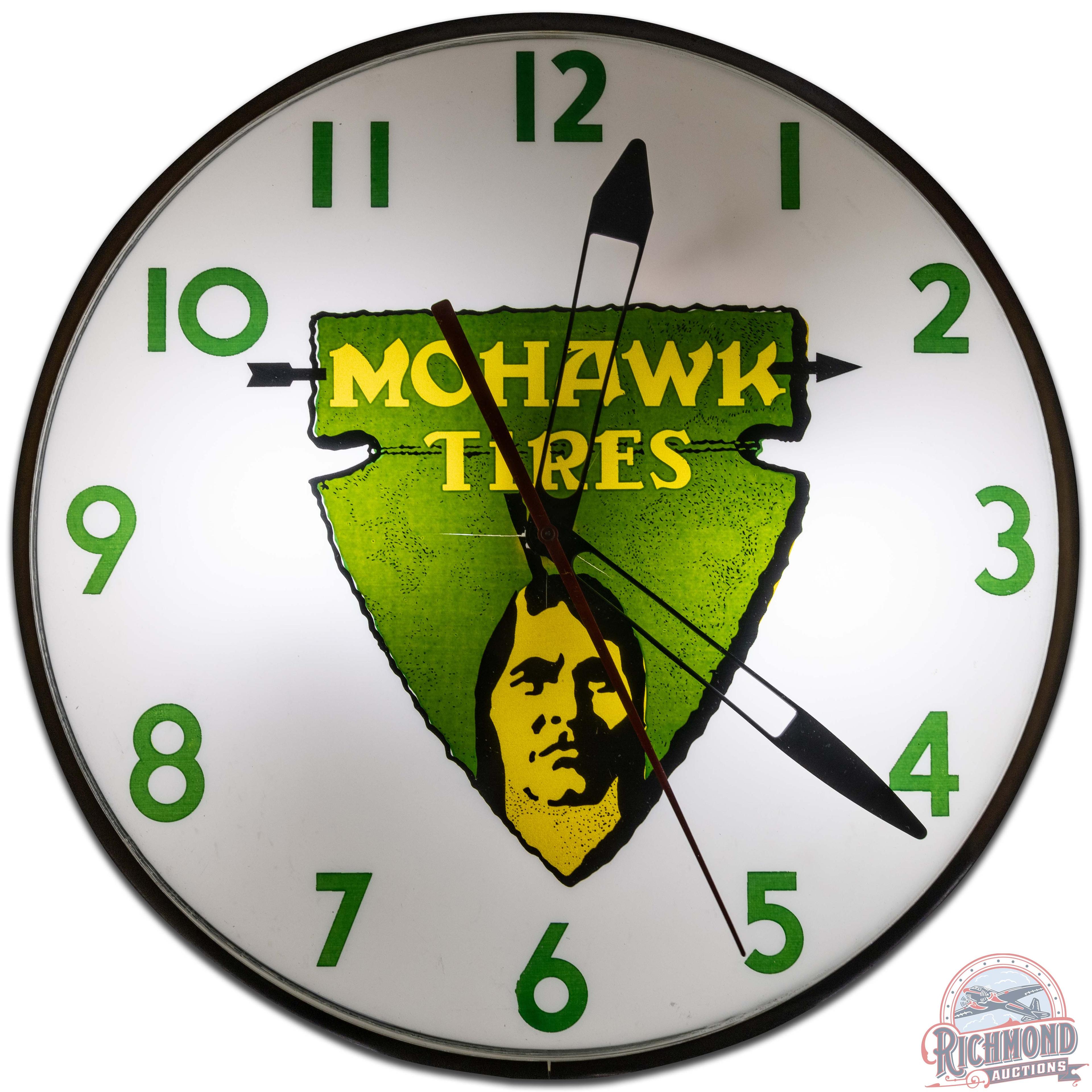 Mohawk Tires 15" Advertising Clock w/ Arrow Logo