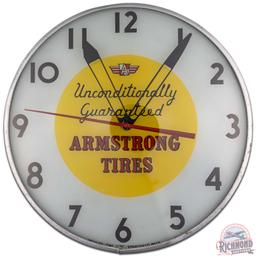 Armstrong Tires 15" American Time Corp. Advertising Clock w/ Logo