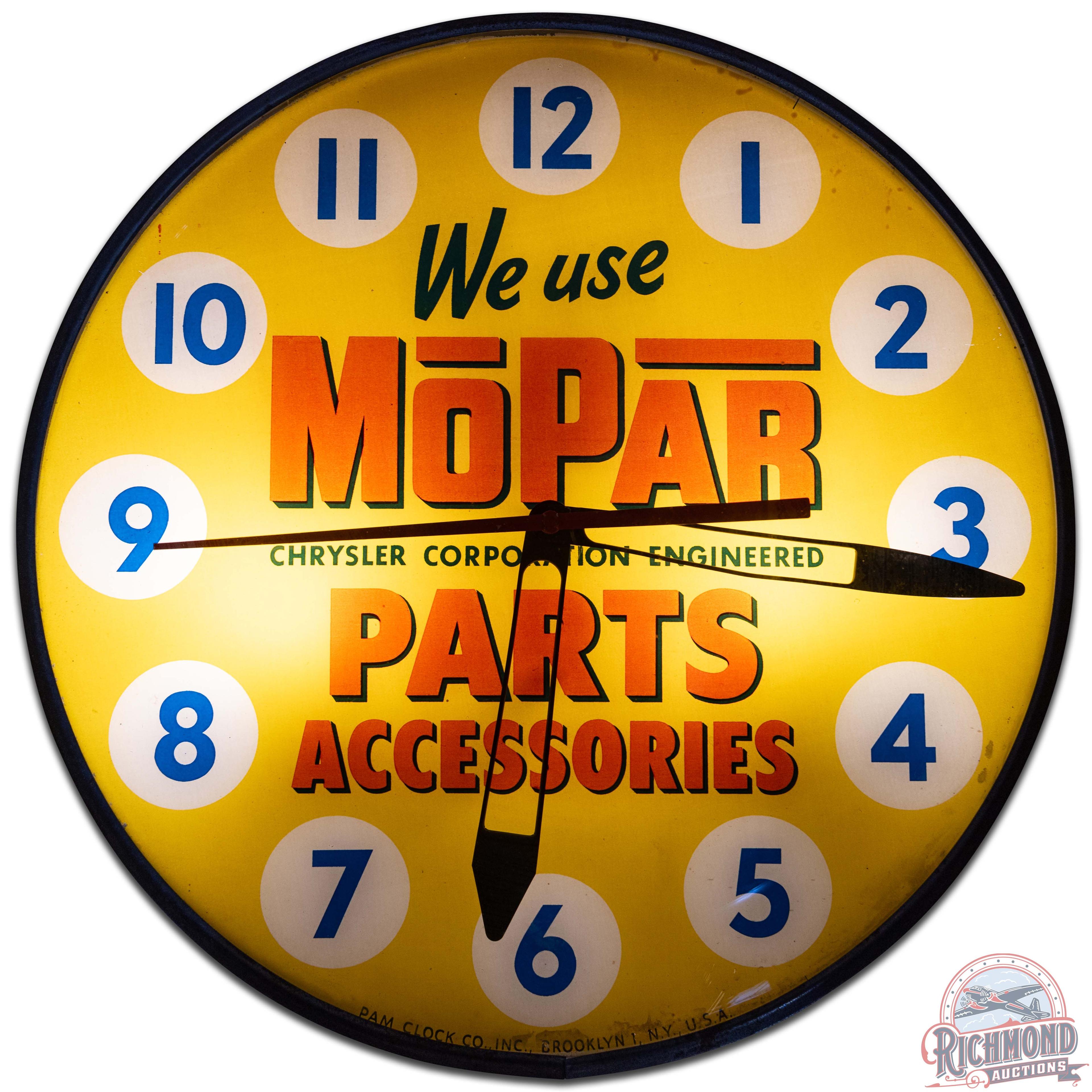 We Use Mopar Parts Accessories Chrysler 15" PAM Advertising Clock
