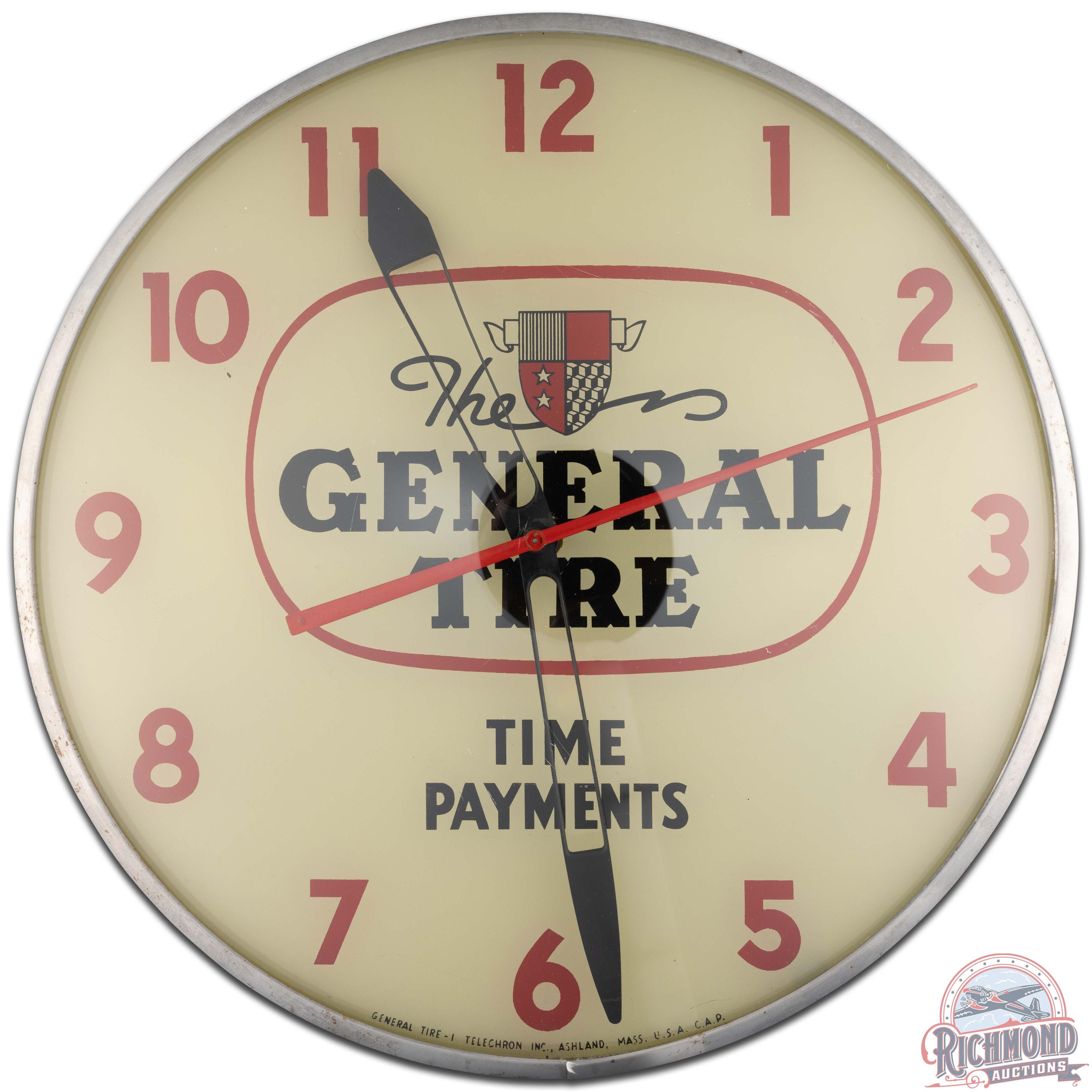 The General Tire 15" Telechron Advertising Clock w/ Logo