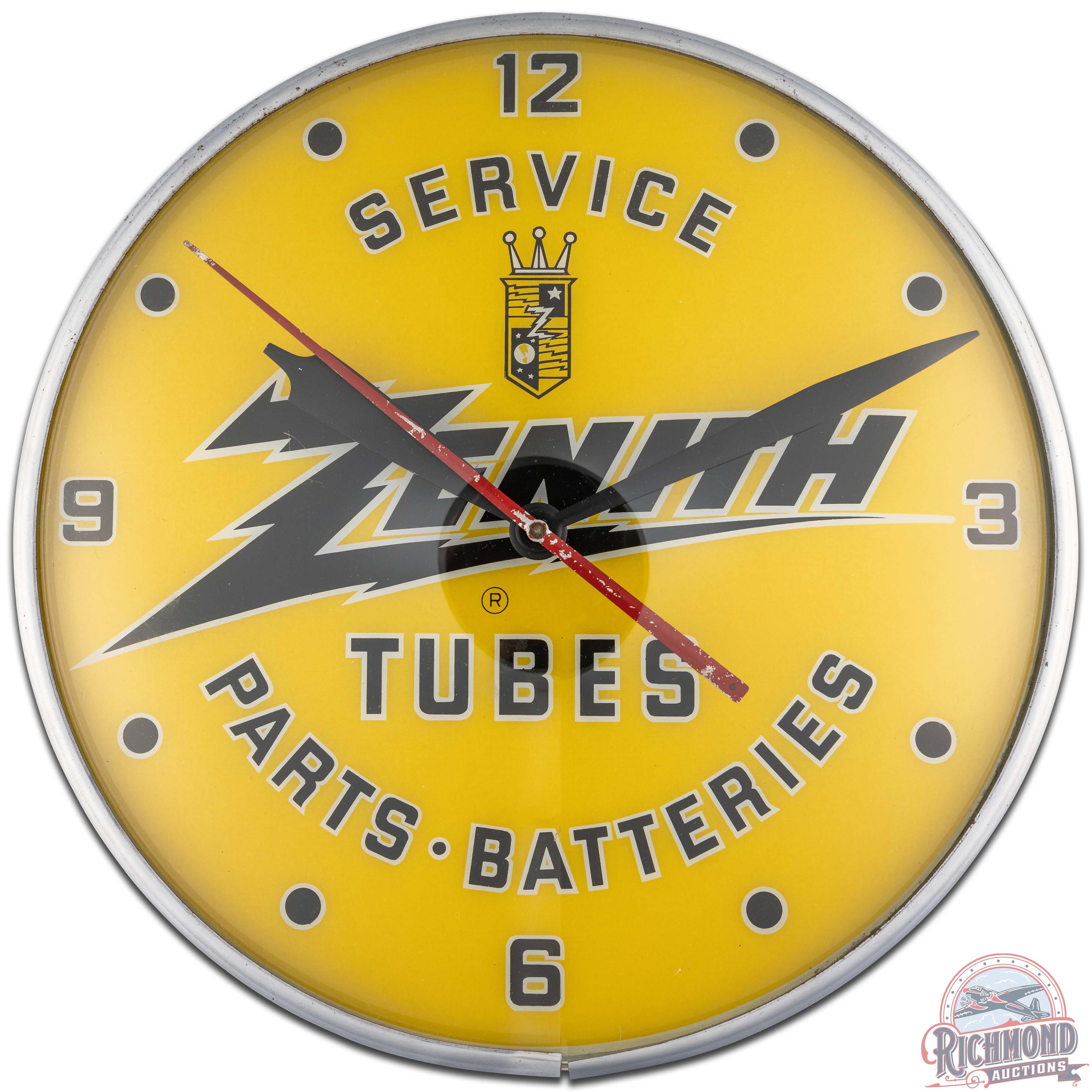 Zenith Tubes Service 15" Advertising Clock w/ Logo