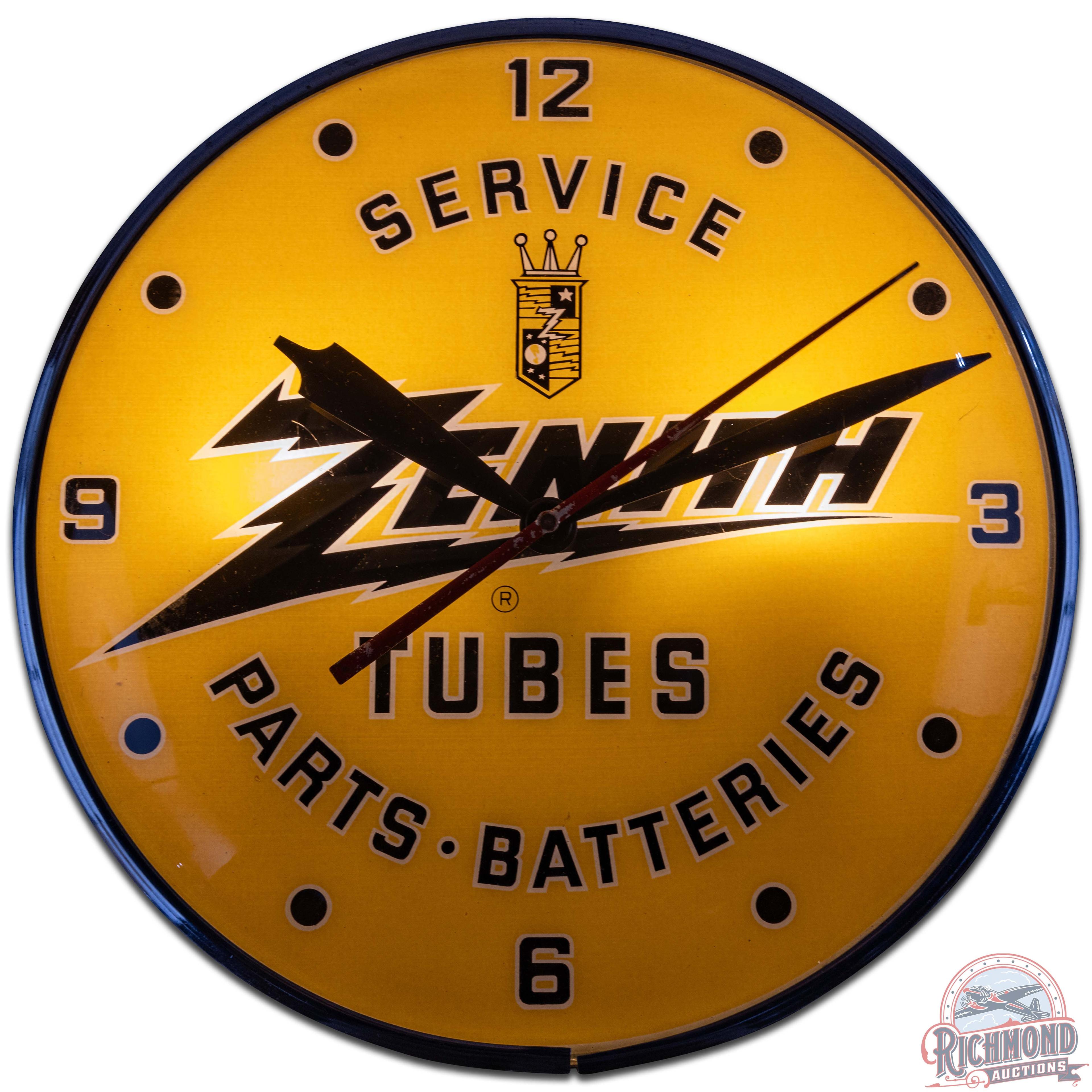 Zenith Tubes Service 15" Advertising Clock w/ Logo