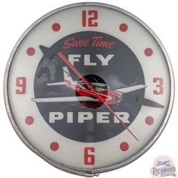 Save Time Fly Piper 15" PAM Advertising Clock w/ Plane