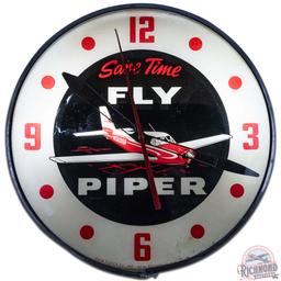 Save Time Fly Piper 15" PAM Advertising Clock w/ Plane