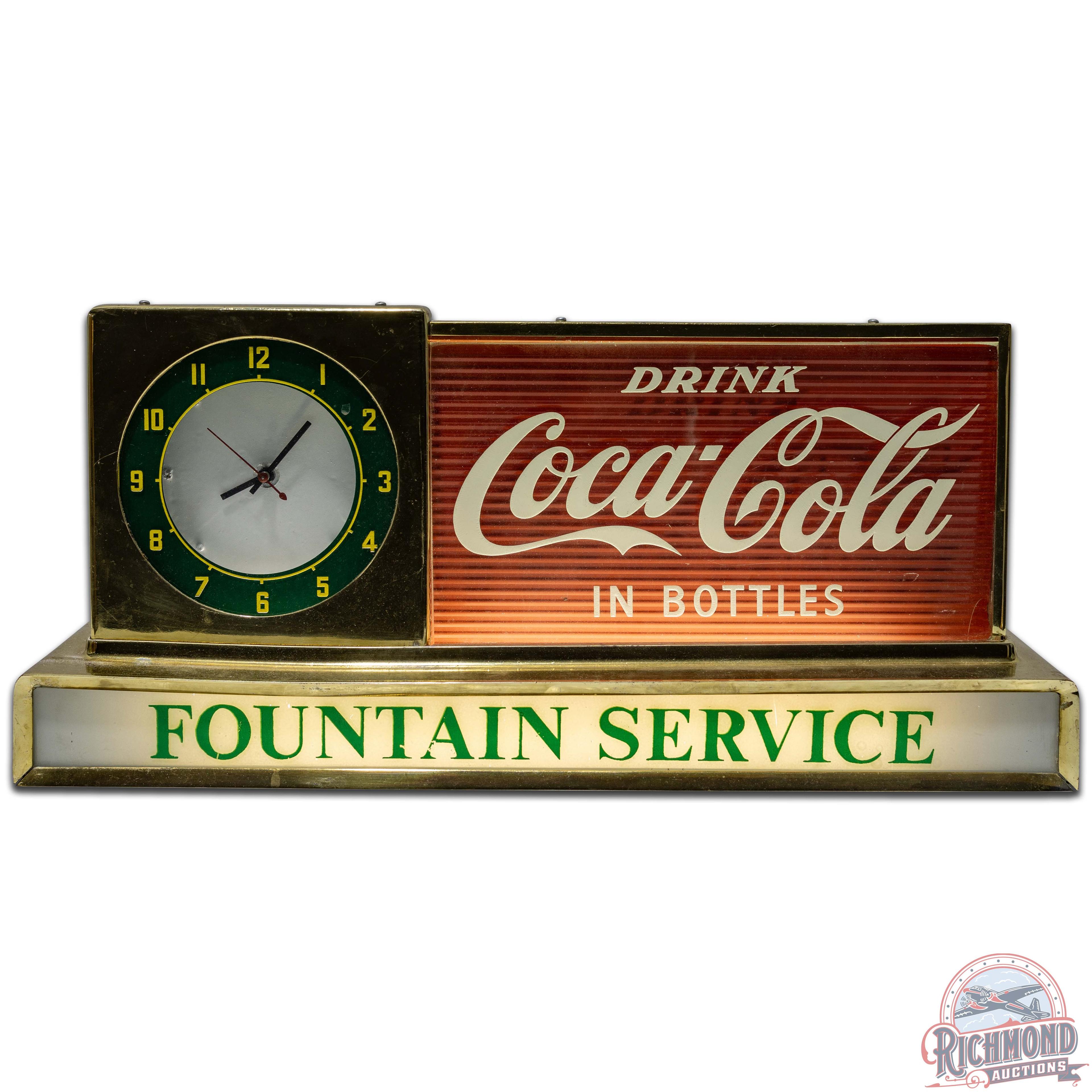 Drink Coca Cola in Bottles Cash Register Fountain Service Advertising Clock