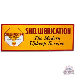 Shellubrication "Modern Upkeep Service" Emb. SS Porcelain Sign w/ Logo