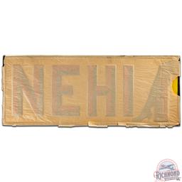 NOS Nehi Beverages Embossed SS Tin Sign w/ Bottle & Leg Logo