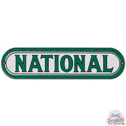 National Oil Co. SS Porcelain Gas Pump Plate Sign "Green"