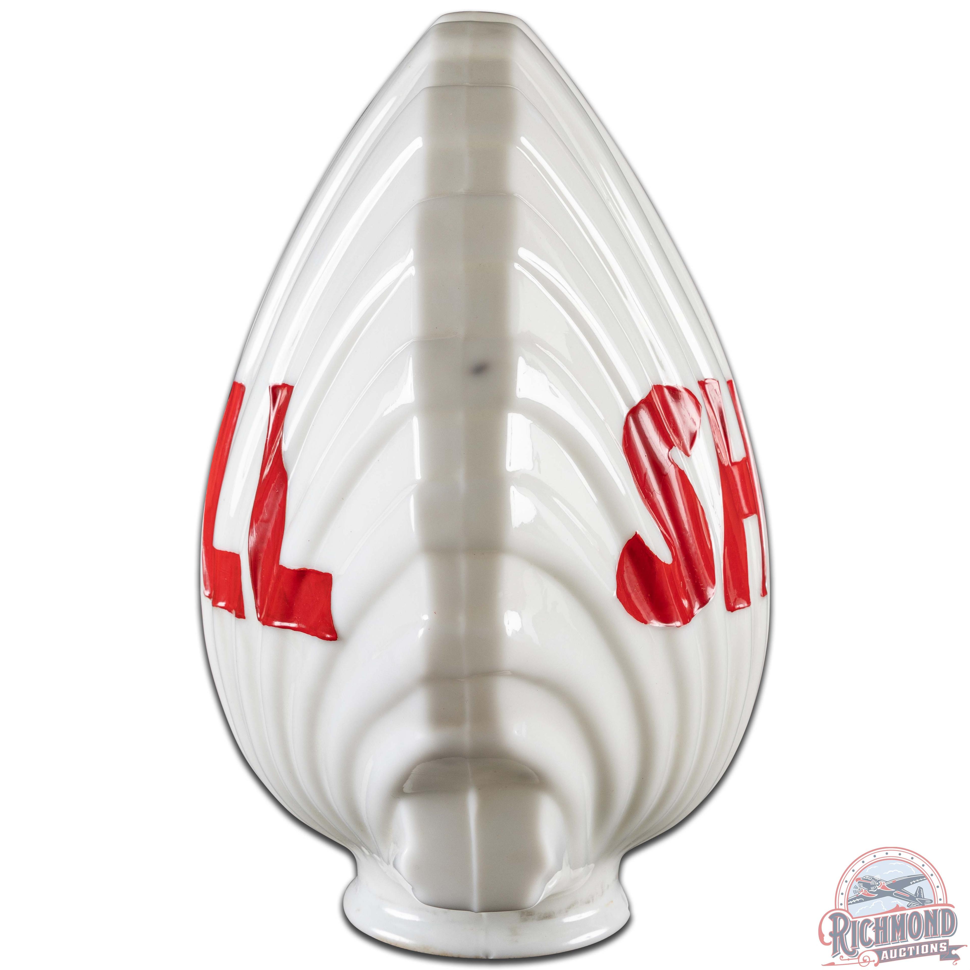 Shell Gasoline OPC Clamshell Milk Glass Gas Pump Globe