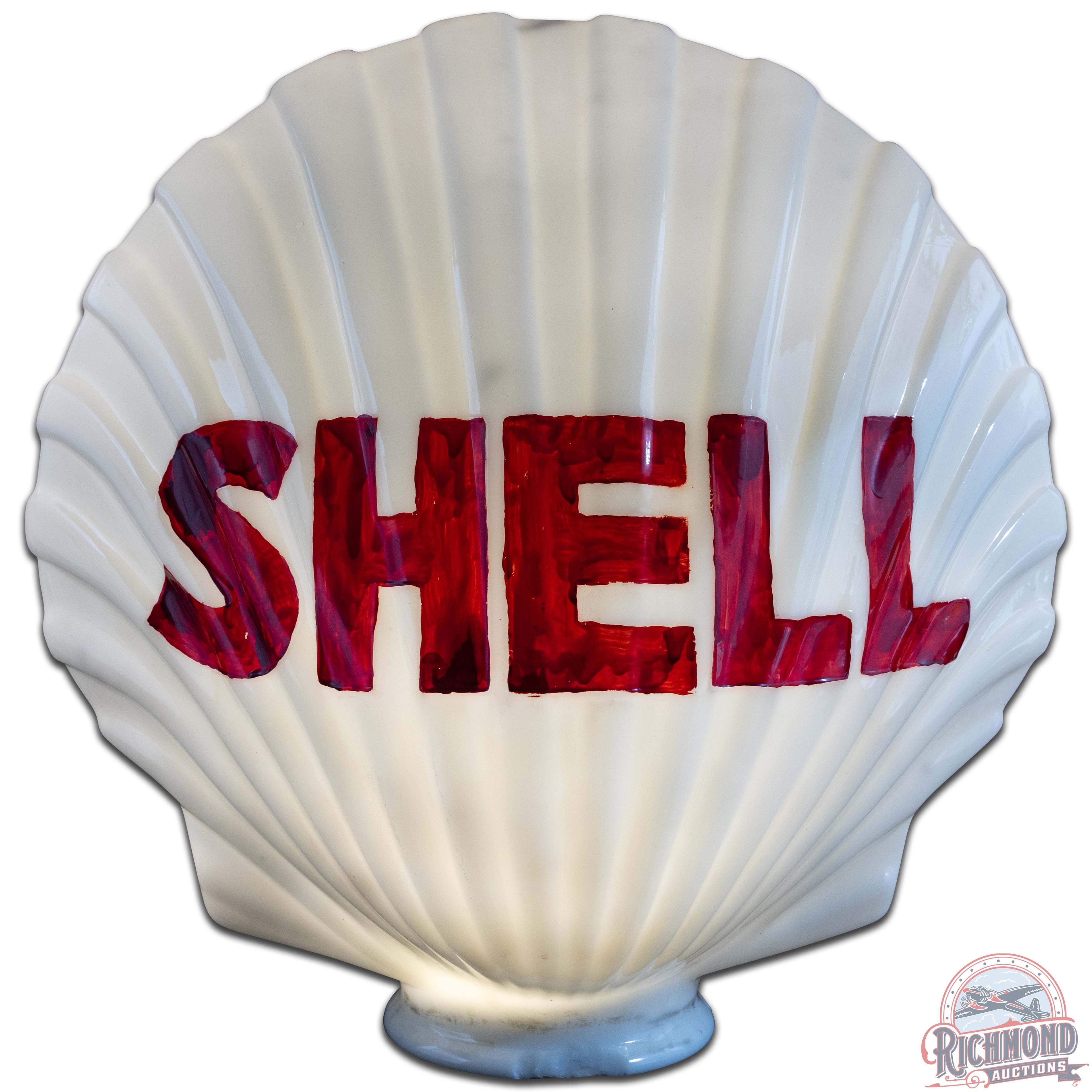 Shell Gasoline OPC Clamshell Milk Glass Gas Pump Globe