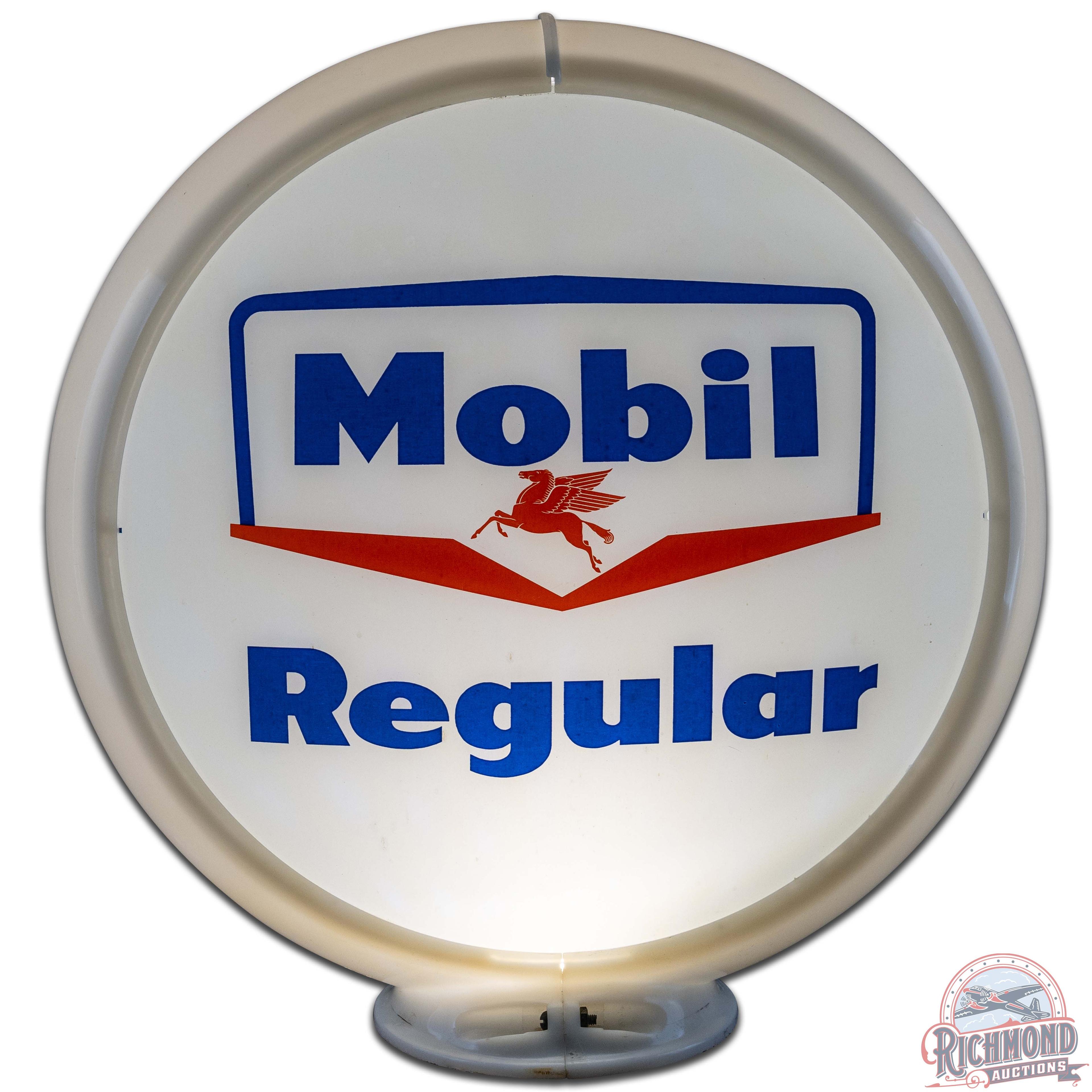 Mobil Regular Gasoline 13.5" Gas Pump Globe Complete