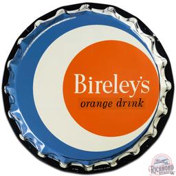 NOS Bireley's Orange Drink Convex SS Tin Bottlecap Sign w/ Paper