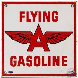 Flying A Gasoline SS Porcelain Pump Plate Sign w/ logo