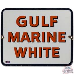 Gulf Marine White SS Porcelain Gas Pump Plate Sign
