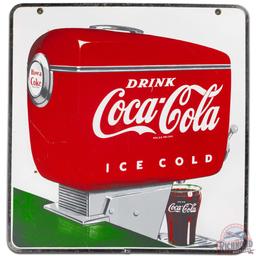 Drink Coca Cola Ice Cold DS Porcelain Sign w/ Fountain Dispenser