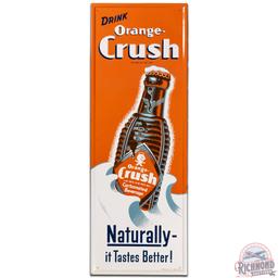 Drink Orange Crush Vertical Embossed SS Tin Sign w/ Bottle & Crush Logo