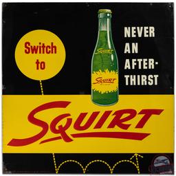 Squirt Never An After-Thirst Emb. SS Tin Sign w/ Bottle