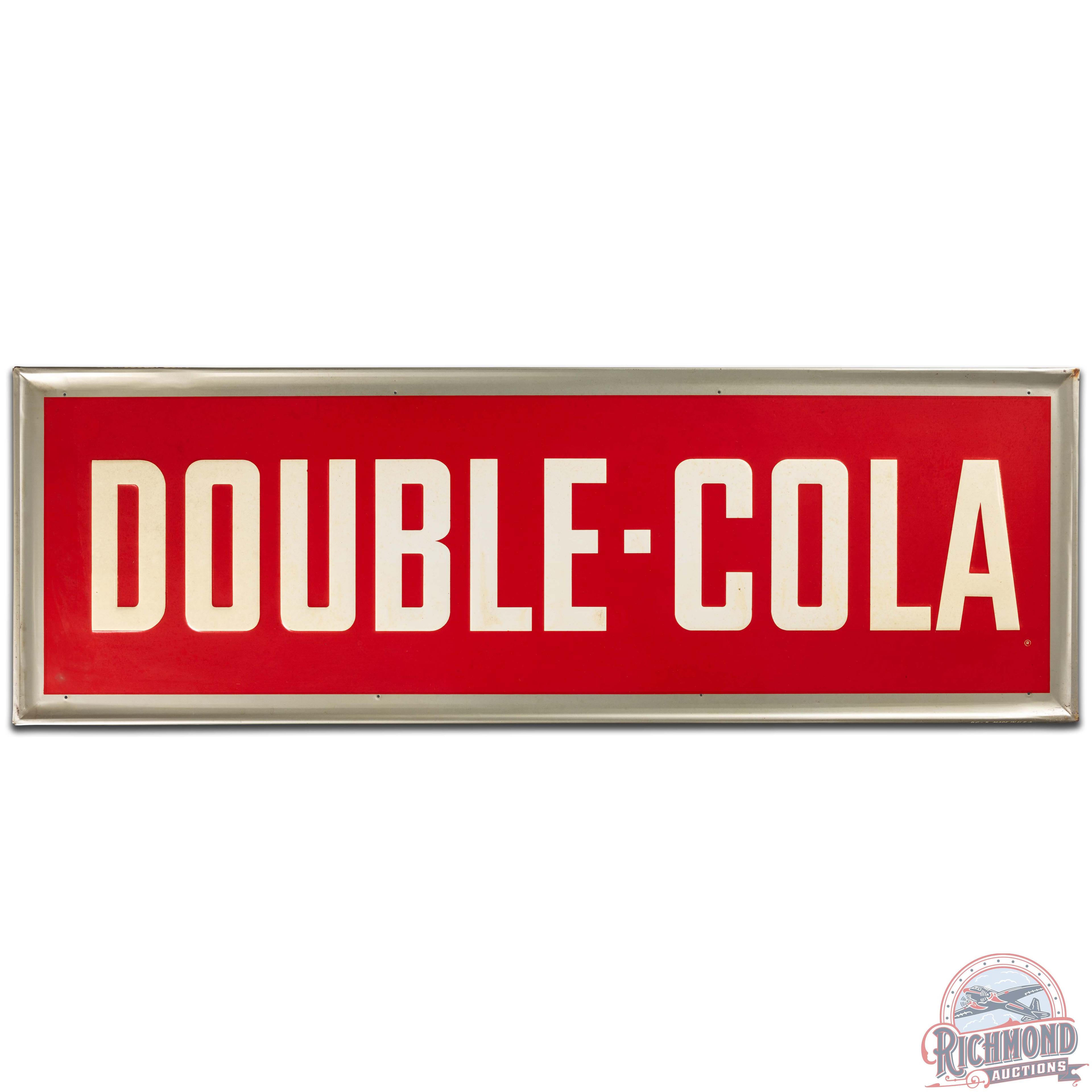 NOS Double Cola 54" Embossed SS Tin Sign