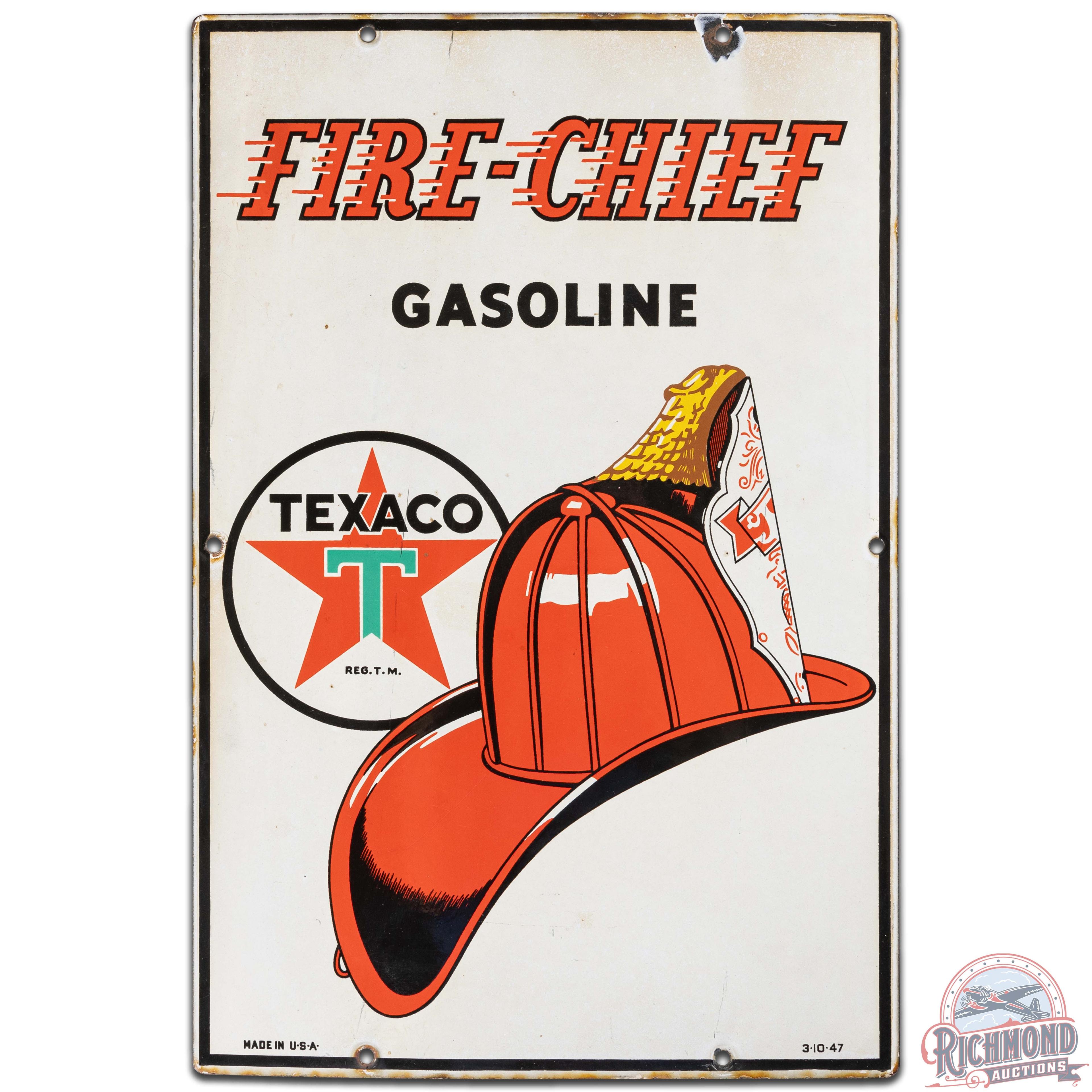 Group of 3 Texaco Gas Pump Plate Signs Sky Chief & Fire Chief