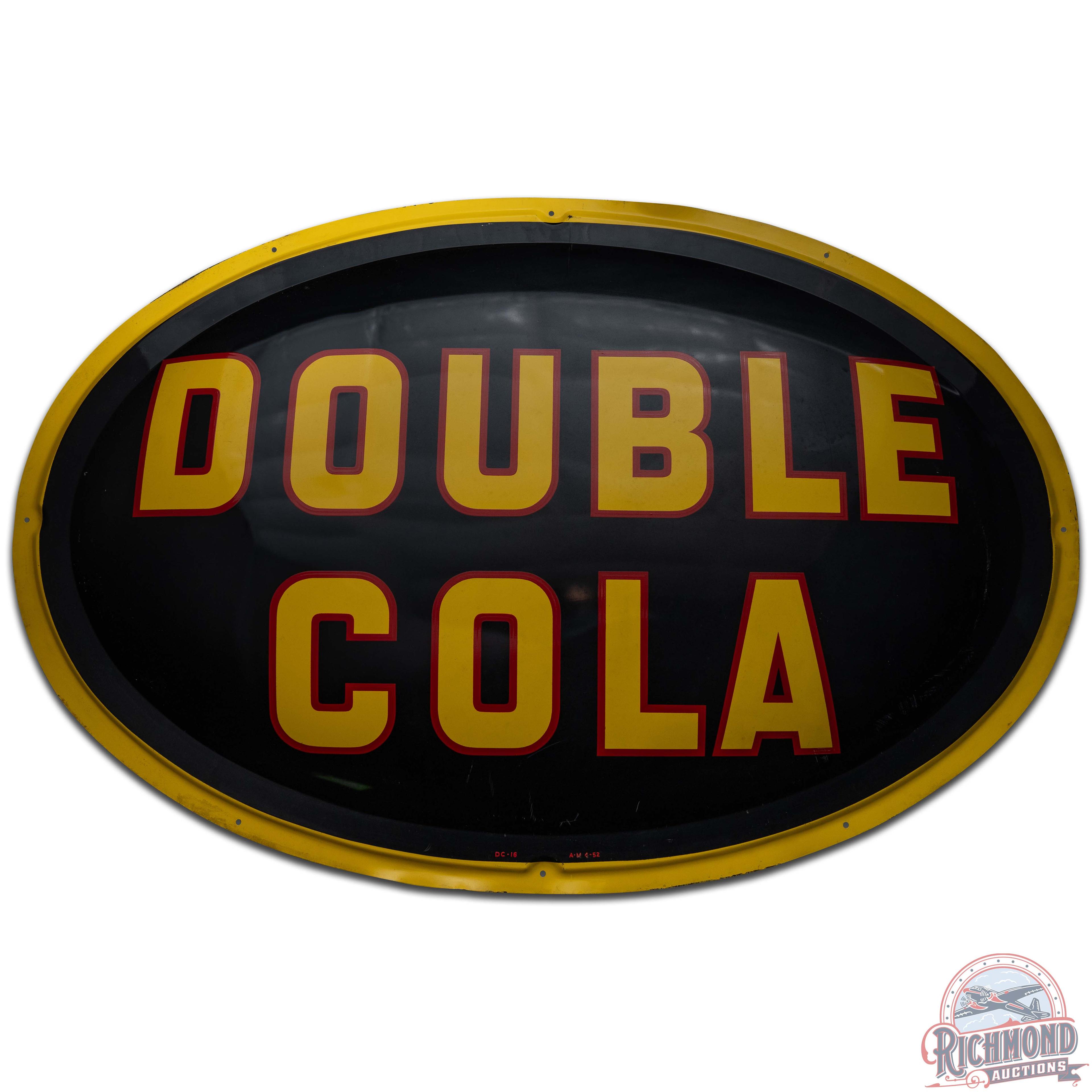 NOS 1952 Double Cola 54" SS Tin Bubble Sign