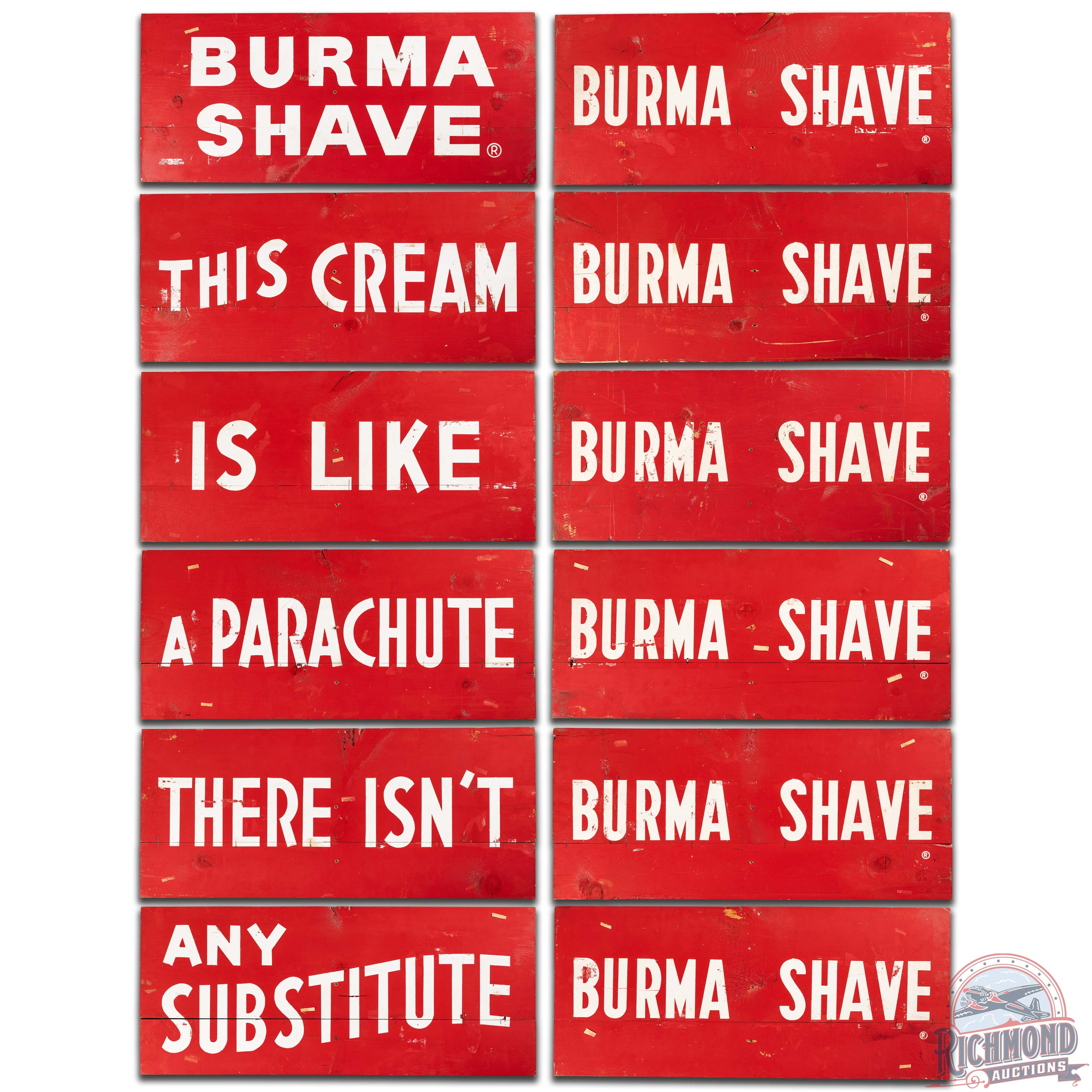 1960 NOS Burma Shave Double Sided Wooden Signs Group of 6 w/ Book