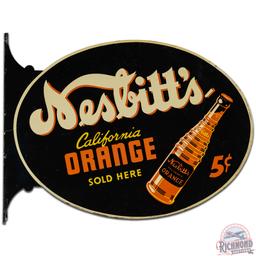 Nesbitt's California Orange Sold Here 5 Cents DS Tin Flange Sign w/ Bottle