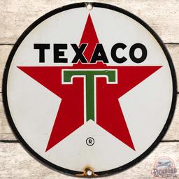 Texaco Motor Oil 8" SS Porcelain Sign "White T"