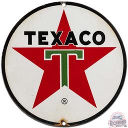 Texaco Motor Oil 8" SS Porcelain Sign "White T"