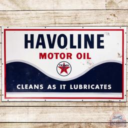 1968 Havoline Motor Oil "Cleans as it Lubricates" SS Tin Sign w/ Logo