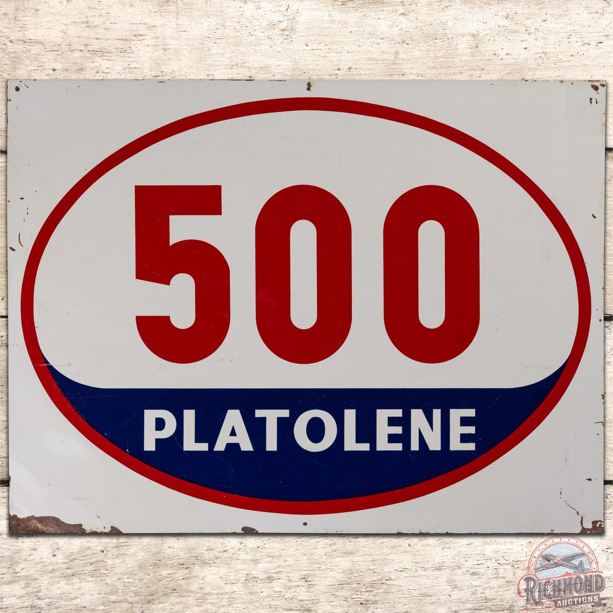 Platolene 500 Gasoline SS Tin Sign w/ Logo