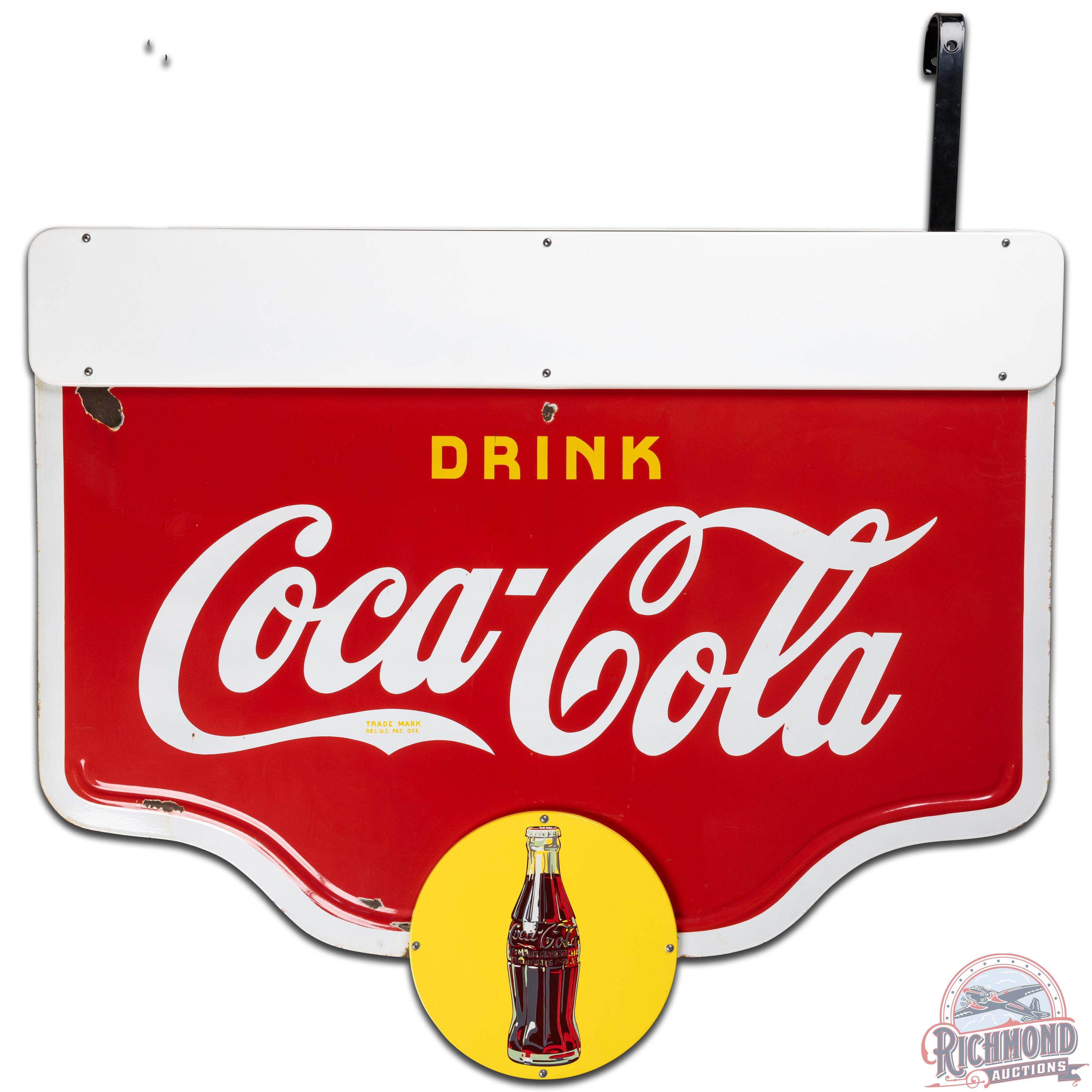 Drink Coca Cola DS Porcelain Sign w/ Bottles in Sun