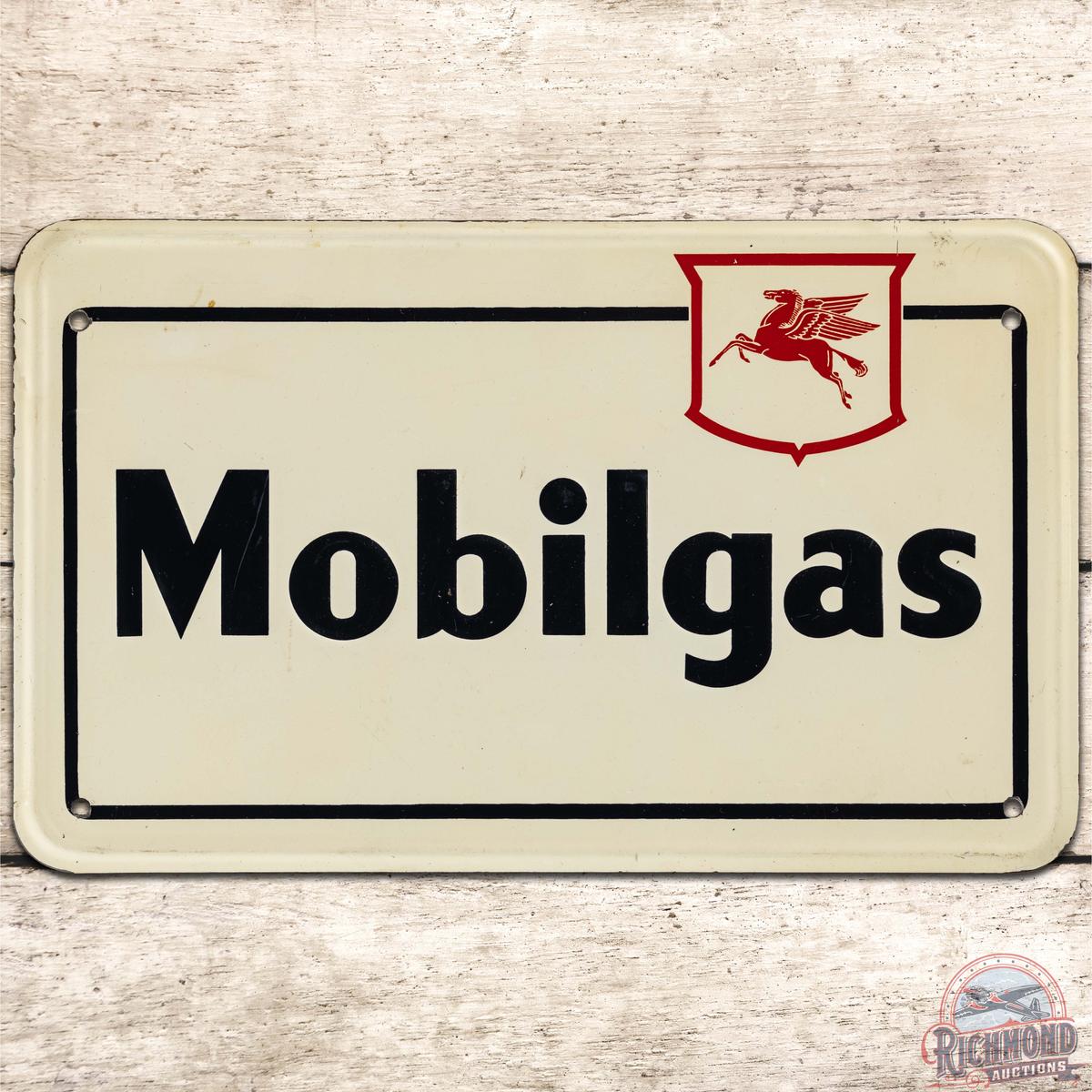 Mobilgas Emb. SS Tin Gas Pump Plate Sign w/ Pegasus