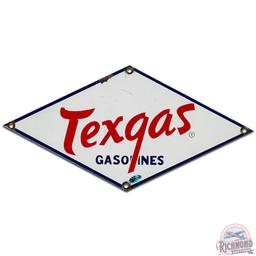 Texgas Gasolines Die Cut SS Porcelain Pump Plate Sign