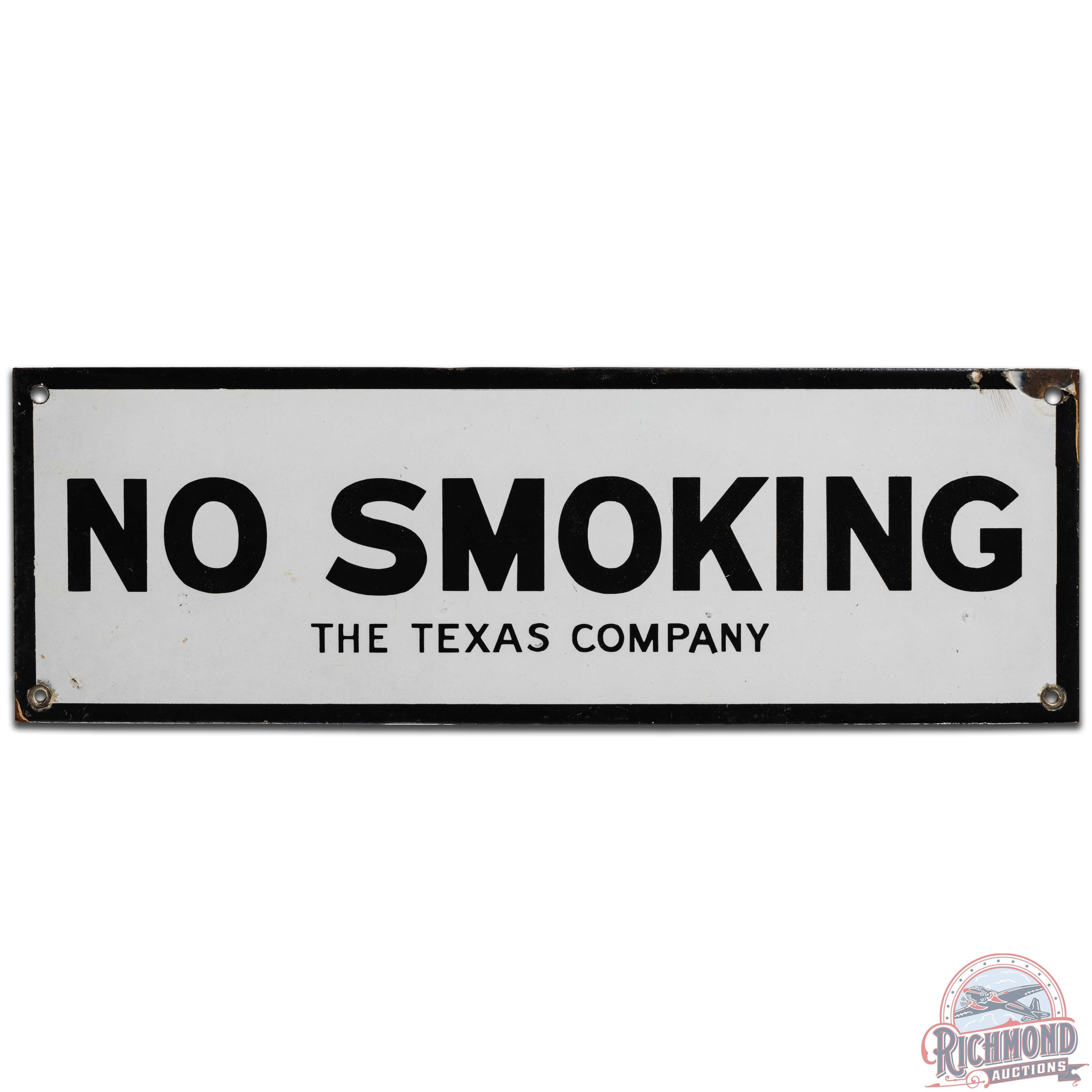 No Smoking The Texas Company Texaco SS Porcelain Sign