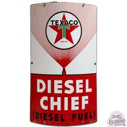 1945 Texaco Diesel Chief Curved SS Porcelain Pump Plate Sign