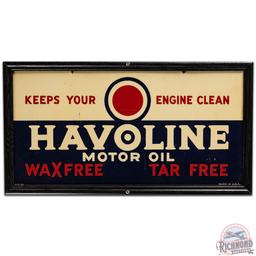 1936 Havoline Wax Free Tar Free Motor Oil Framed DS Tin Sign