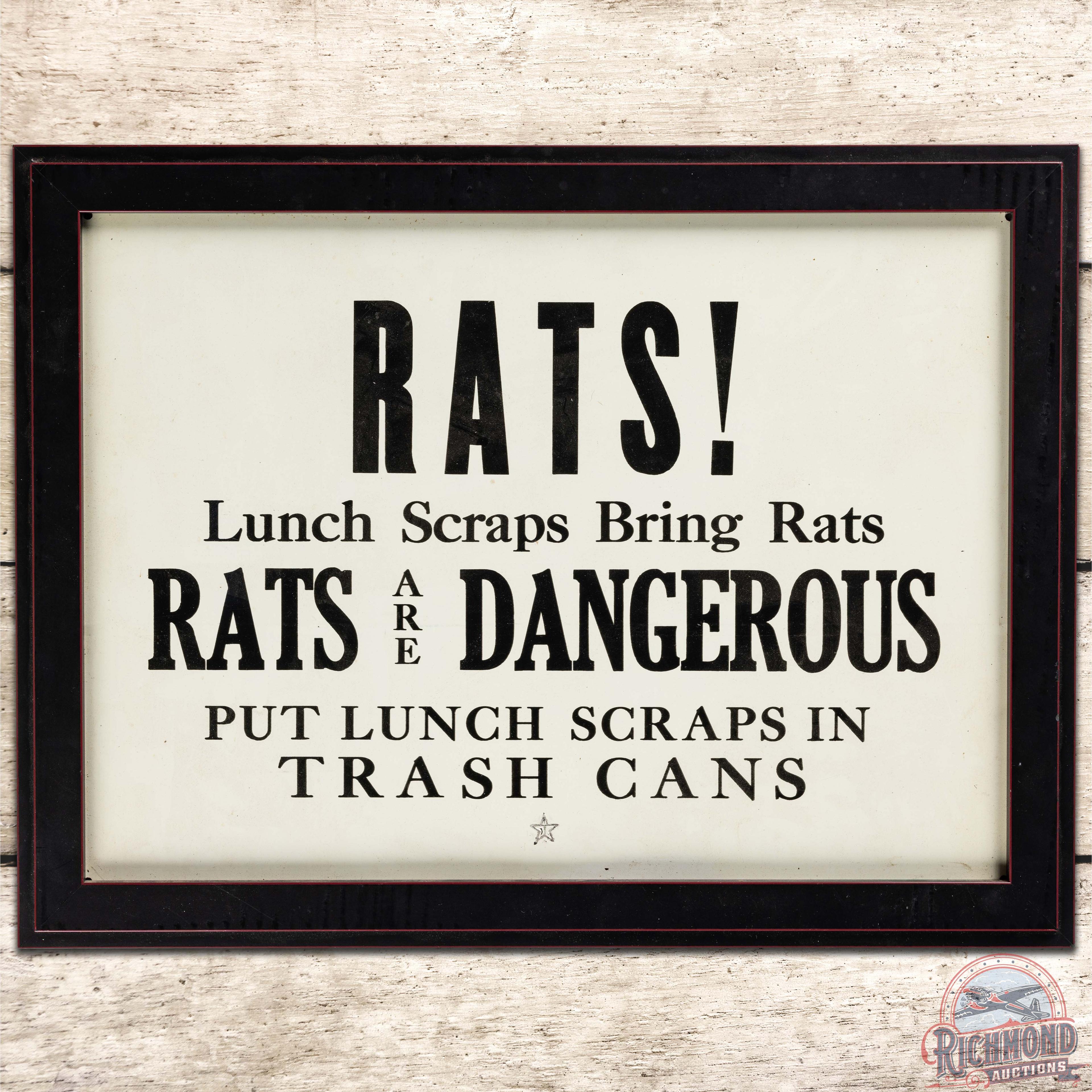 Texaco Rats! Put Lunch Scraps in Trash Cans Port Arthur TX Refinery SS Tin Sign