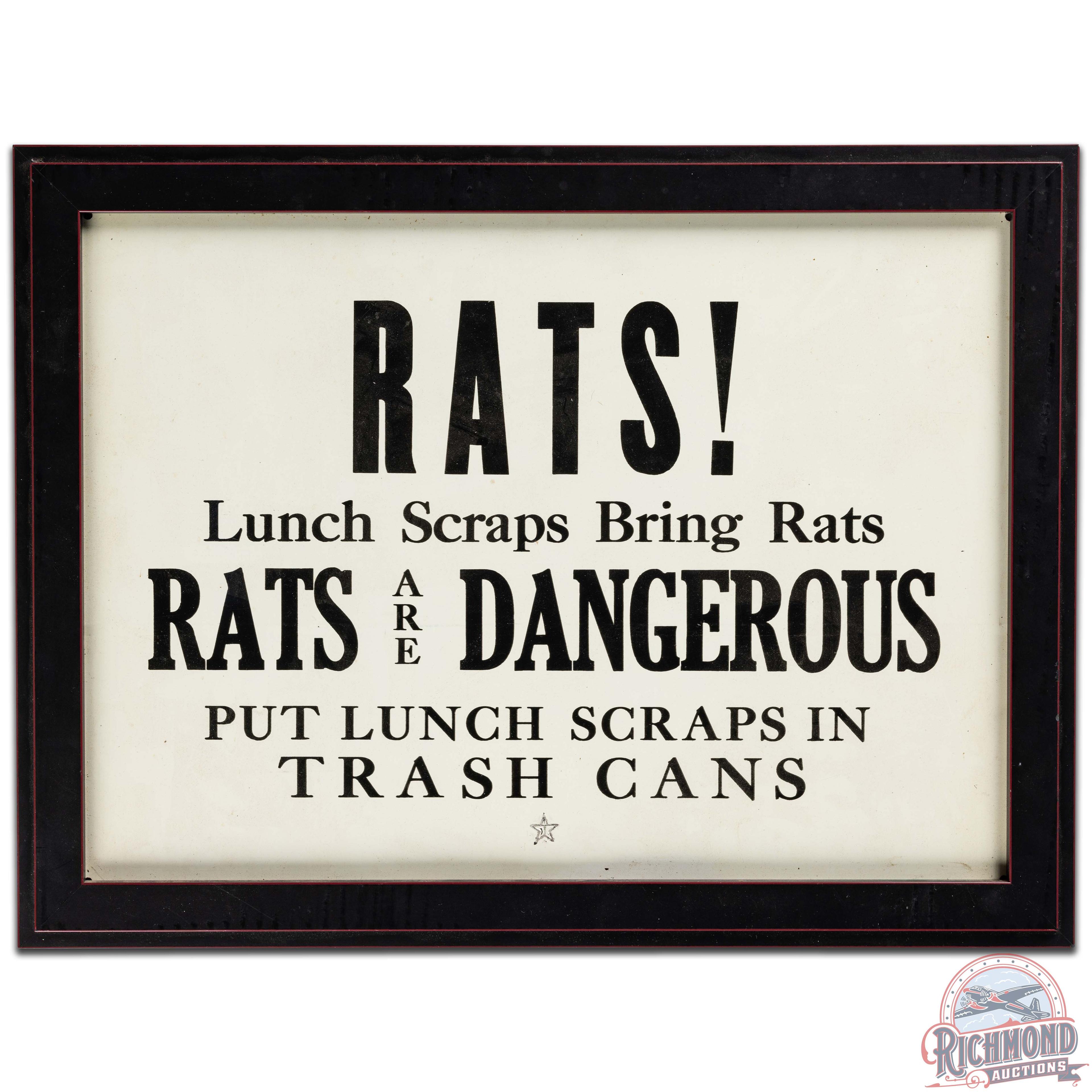 Texaco Rats! Put Lunch Scraps in Trash Cans Port Arthur TX Refinery SS Tin Sign