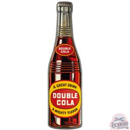 Double Cola A Great Drink A Mighty Flavor Die Cut SS Tin Bottle Sign