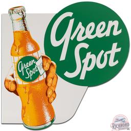 Green Spot Soda DS Tin Flange Sign w/ Bottle & Hand