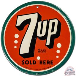 7 up Sold Here Embossed SS Tin Sign