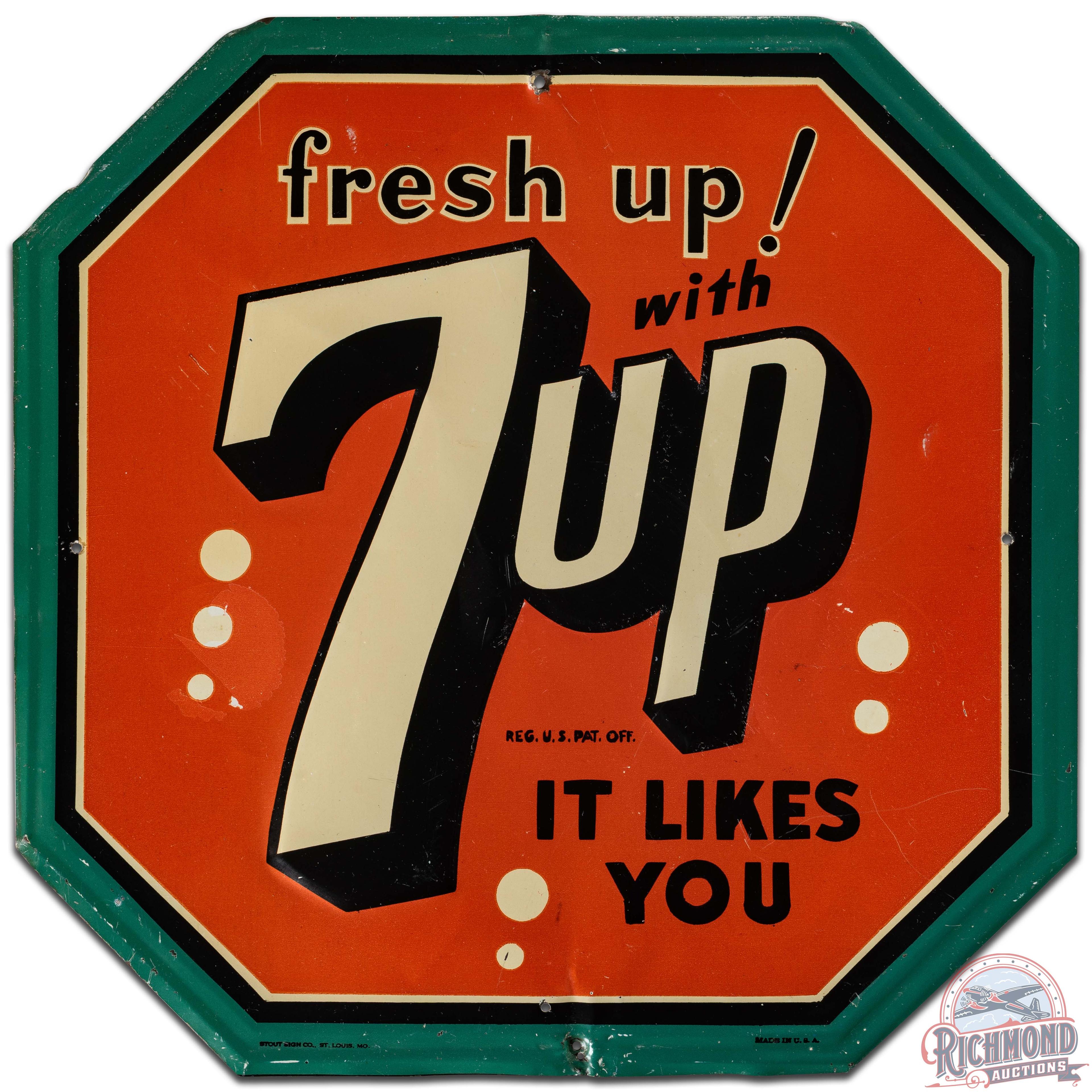 Fresh Up! With 7up "It Likes You" Embossed SS Tin Sign
